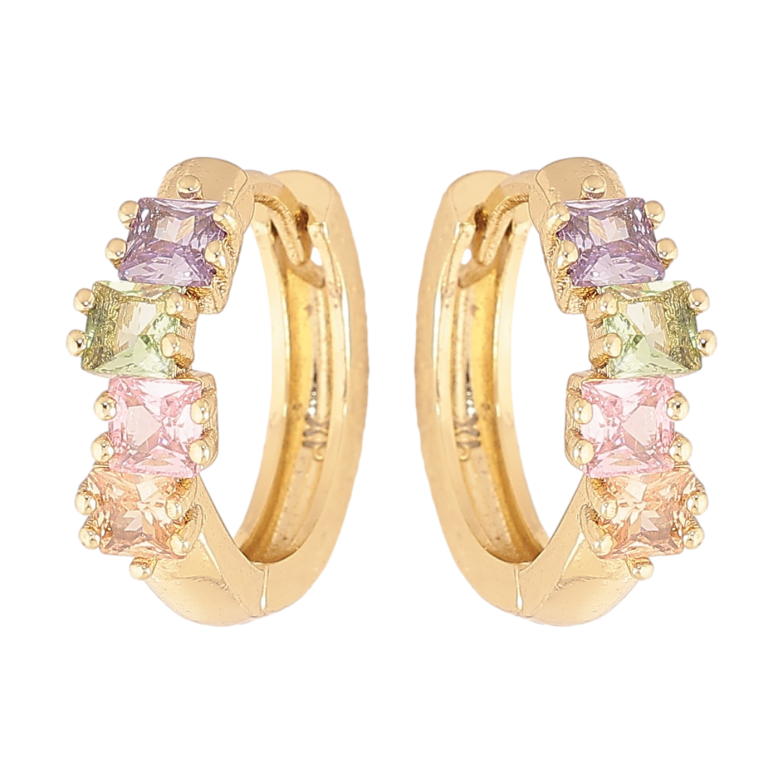 Сережки Xuping колір Позолота 14K колечка "Доріжки кольорових кристалів" фото №3