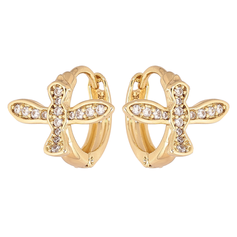 Серьги Xuping цвет Позолота 14K колечки "Птички" фото №1