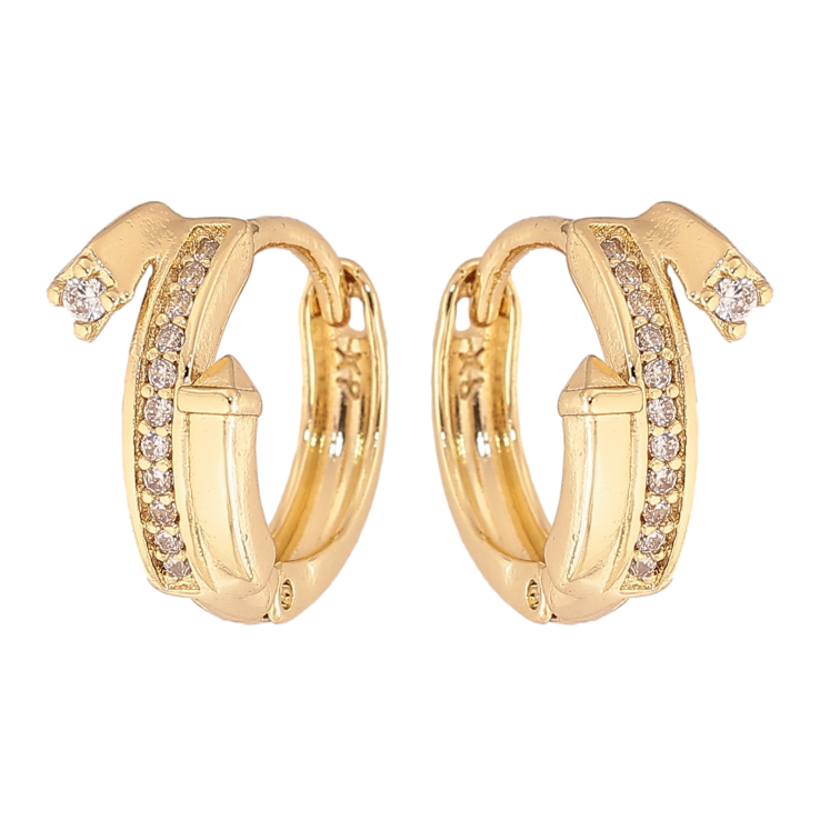 Сережки Xuping колір Позолота 14K колечка "Узор с кристаллами" фото №5 Сережки Xuping колір Позолота 14K колечка "Узор с кристаллами" фото №5