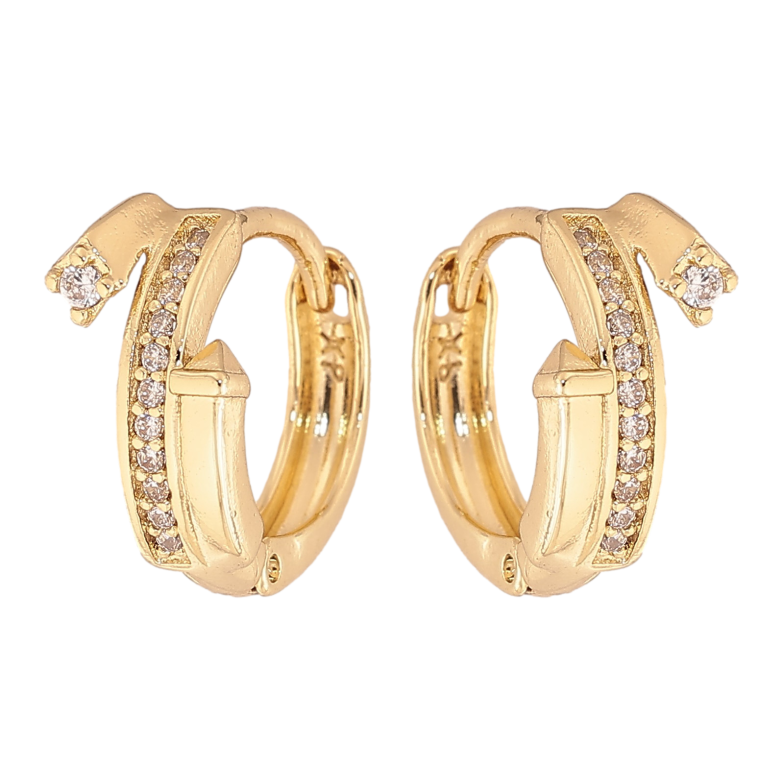 Серьги Xuping цвет Позолота 14K колечки "Узор с кристаллами" фото №1 Серьги Xuping цвет Позолота 14K колечки "Узор с кристаллами" фото №1