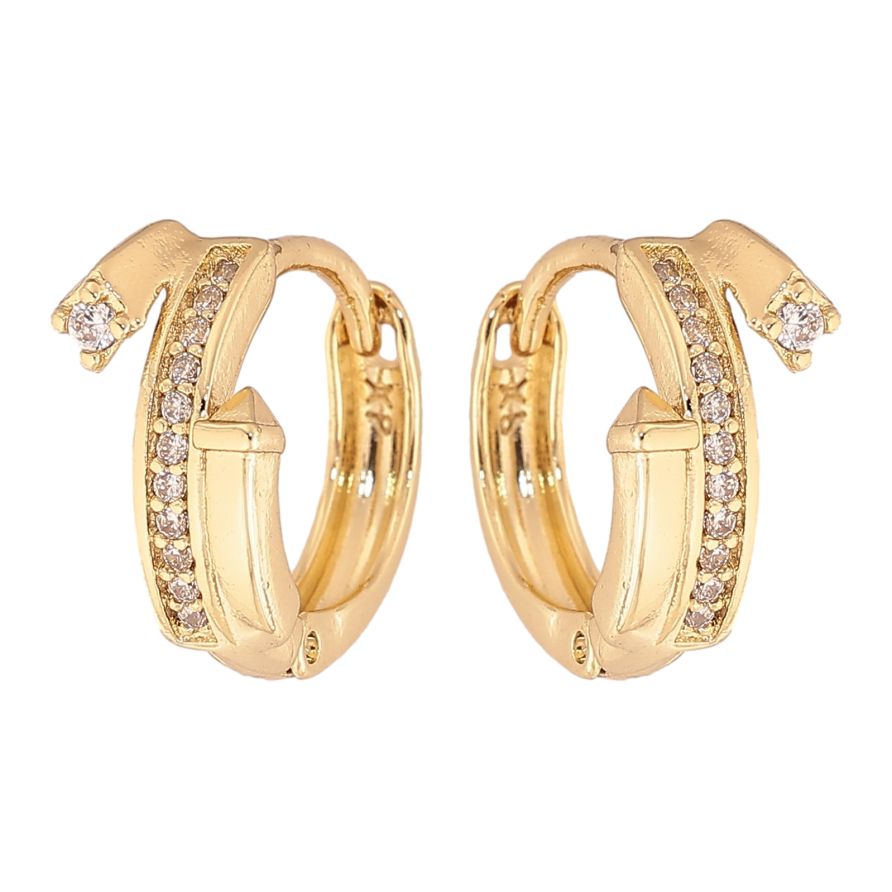 Сережки Xuping колір Позолота 14K колечка "Узор с кристаллами" фото №1