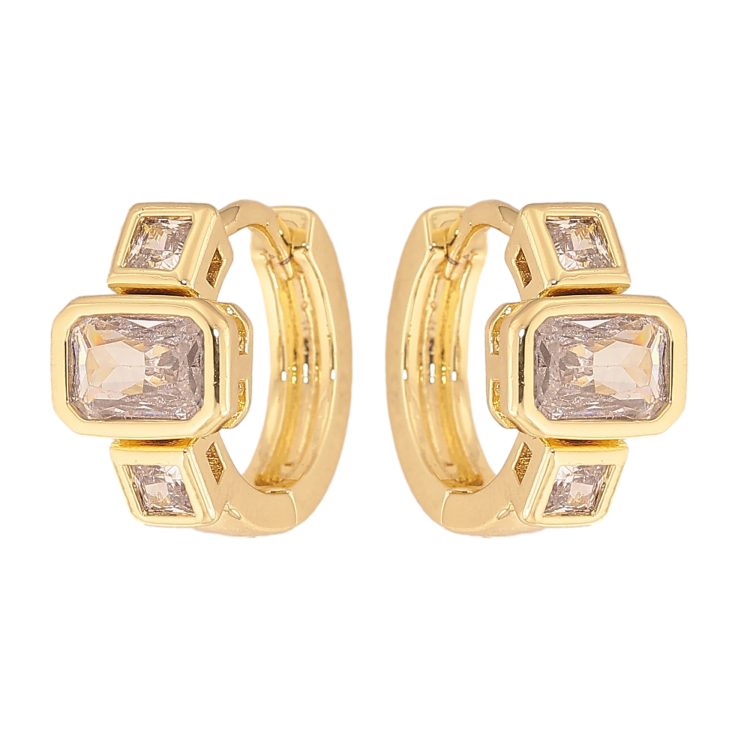Сережки Xuping колір Позолота 14K колечка "Узор с кристаллами" фото №3 Сережки Xuping колір Позолота 14K колечка "Узор с кристаллами" фото №3