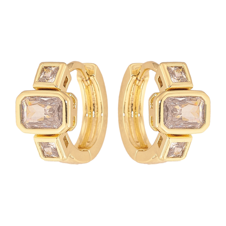 Серьги Xuping цвет Позолота 14K колечки "Узор с кристаллами" фото №3 Серьги Xuping цвет Позолота 14K колечки "Узор с кристаллами" фото №3