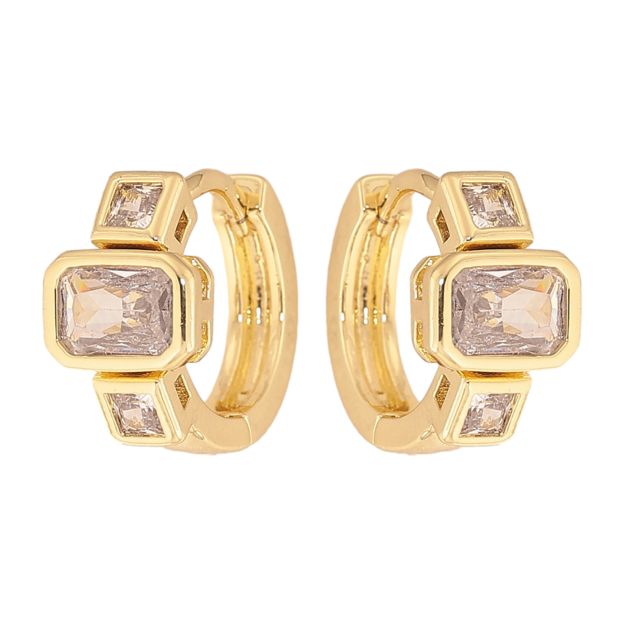Сережки Xuping колір Позолота 14K колечка "Узор с кристаллами" фото №1 Сережки Xuping колір Позолота 14K колечка "Узор с кристаллами" фото №1