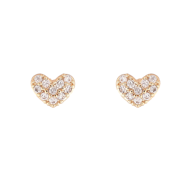 Серьги Xuping цвет Позолота 14K пусеты "Сердечки с кристаллами" фото №2