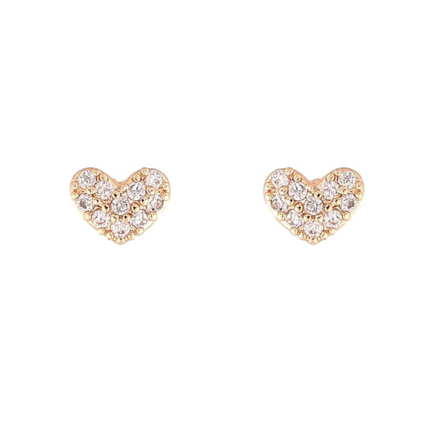 Сережки Xuping колір Позолота 14K пусети "Сердечки з кристалами" фото №1