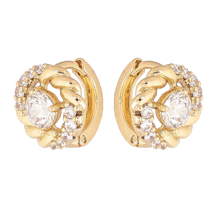 Сережки Xuping колір Позолота 14K колечка "Візерунок з кристалами" фото №22