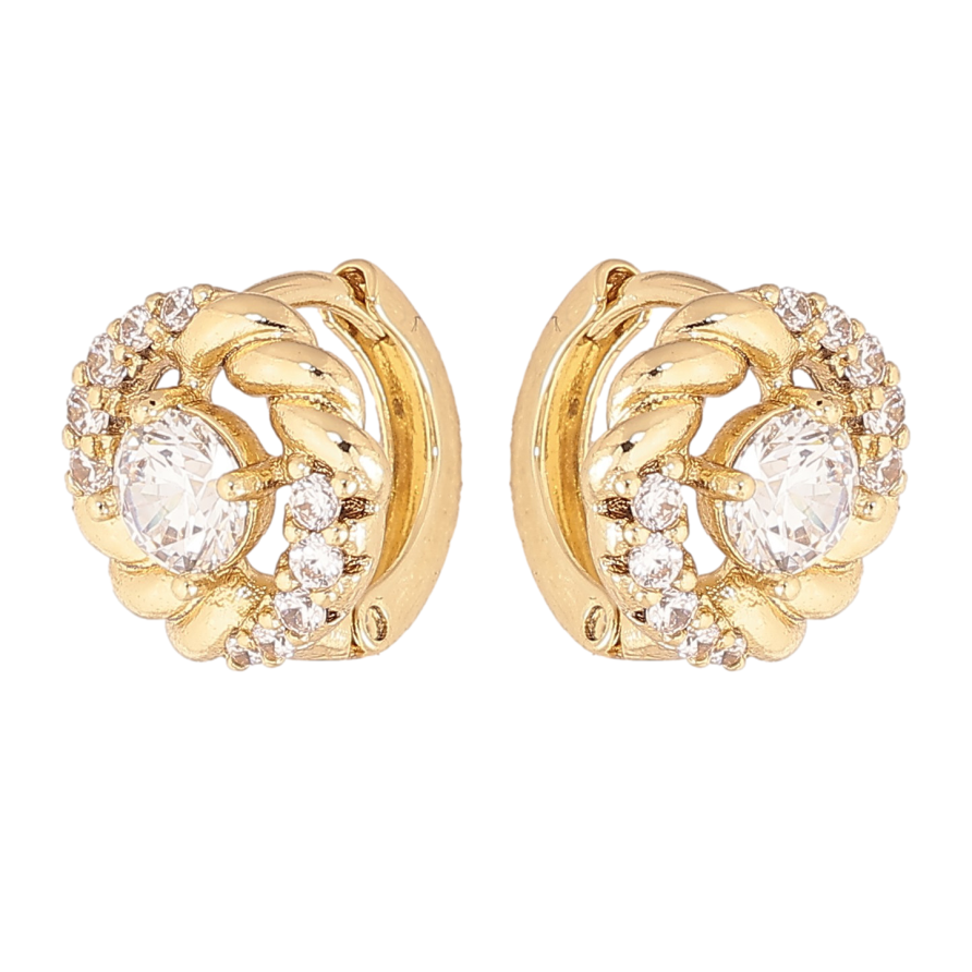 Сережки Xuping колір Позолота 14K колечка "Візерунок з кристалами" фото №1 Сережки Xuping колір Позолота 14K колечка "Візерунок з кристалами" фото №1