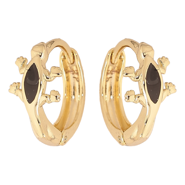 Серьги Xuping цвет Позолота 14K колечки "Ящерица с черной эмалью" фото №11 Серьги Xuping цвет Позолота 14K колечки "Ящерица с черной эмалью" фото №11
