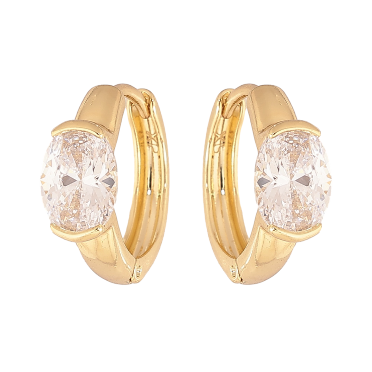 Серьги Xuping цвет Позолота 14K колечки "Узор с кристаллом" фото №23