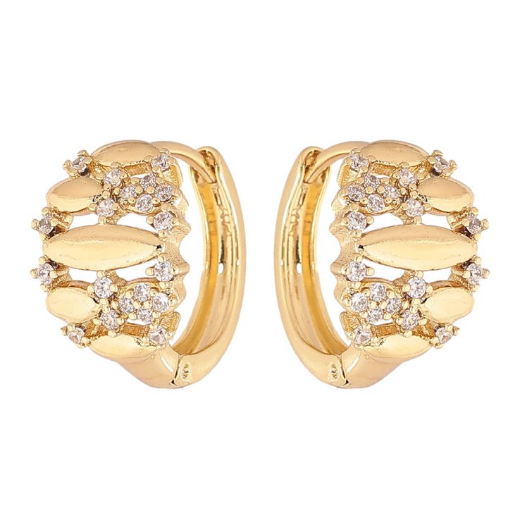 Серьги Xuping цвет Позолота 14K колечки "Узор с кристаллами" фото №22