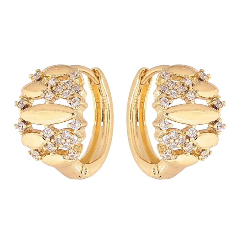 Серьги Xuping цвет Позолота 14K колечки "Узор с кристаллами" фото №1