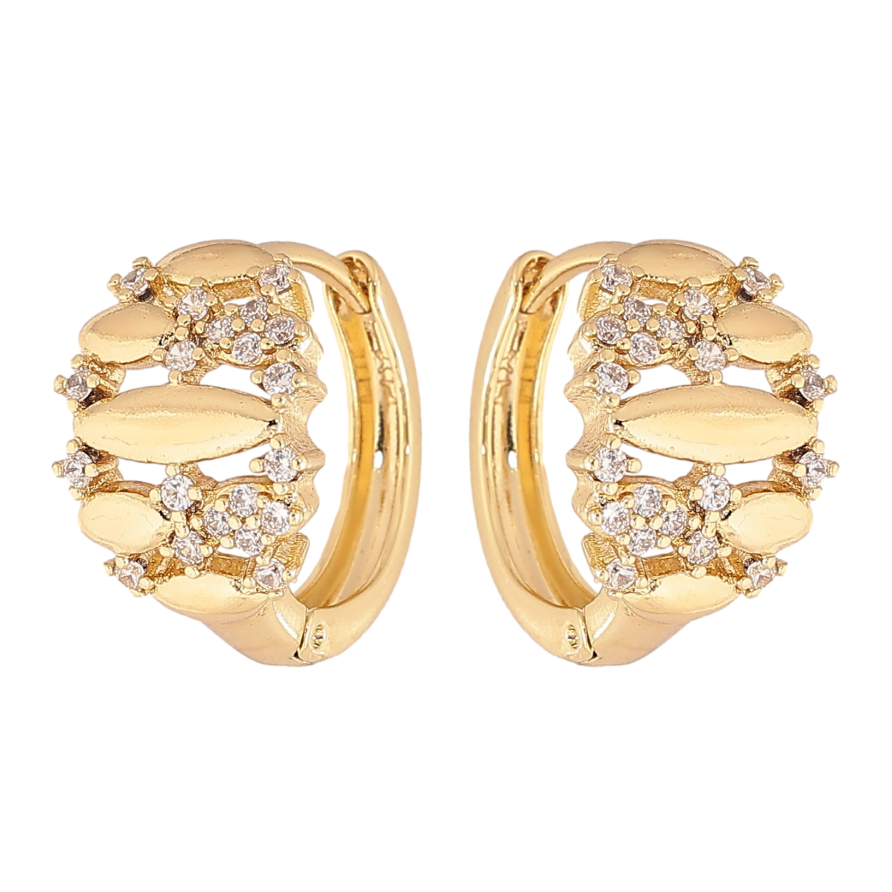 Серьги Xuping цвет Позолота 14K колечки "Узор с кристаллами" фото №1