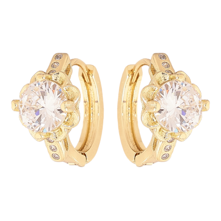 Серьги Xuping цвет Позолота 14K колечки "Цветочки с кристаллами" фото №17