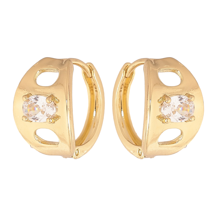 Серьги Xuping цвет Позолота 14K колечки "Узор с кристаллом" фото №8