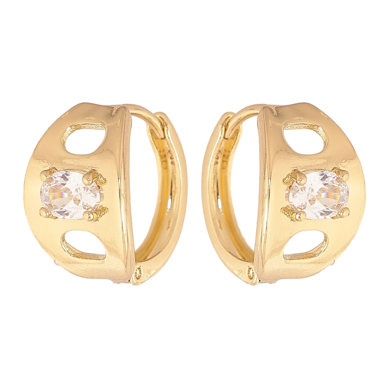 Серьги Xuping цвет Позолота 14K колечки "Узор с кристаллом" фото №1