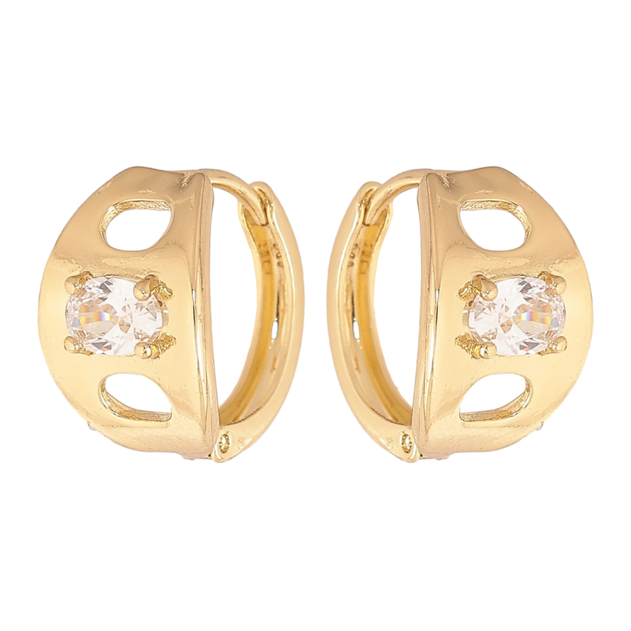 Серьги Xuping цвет Позолота 14K колечки "Узор с кристаллом" фото №1