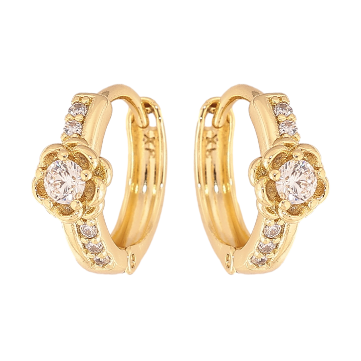 Сережки Xuping колір Позолота 14K колечка "Квіточки з кристалами" фото №18 Сережки Xuping колір Позолота 14K колечка "Квіточки з кристалами" фото №18