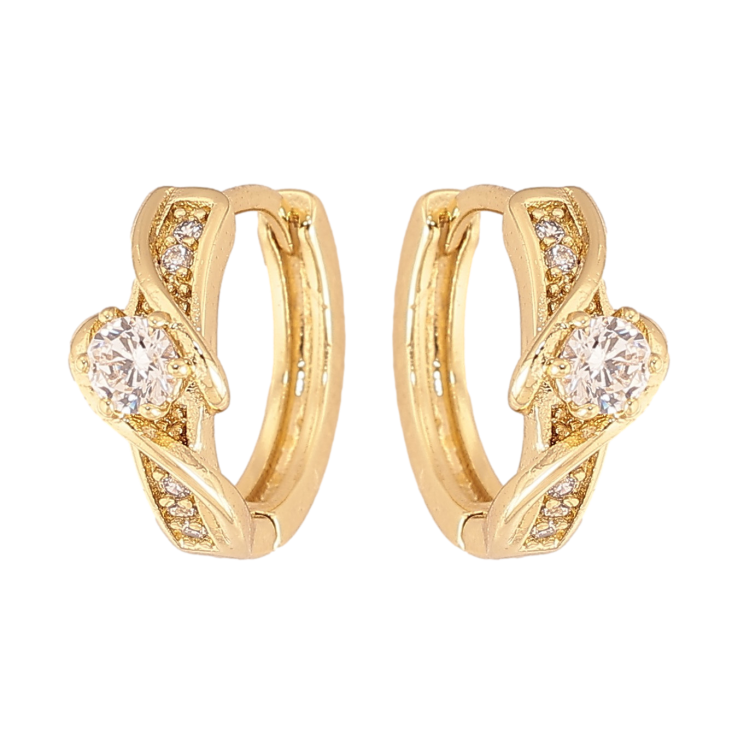 Сережки Xuping колір Позолота 14K колечка "Візерунок з кристалами" фото №15 Сережки Xuping колір Позолота 14K колечка "Візерунок з кристалами" фото №15