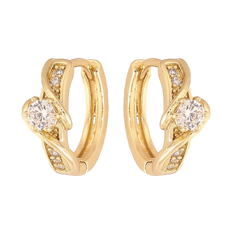 Сережки Xuping колір Позолота 14K колечка "Візерунок з кристалами" фото №1 Сережки Xuping колір Позолота 14K колечка "Візерунок з кристалами" фото №1