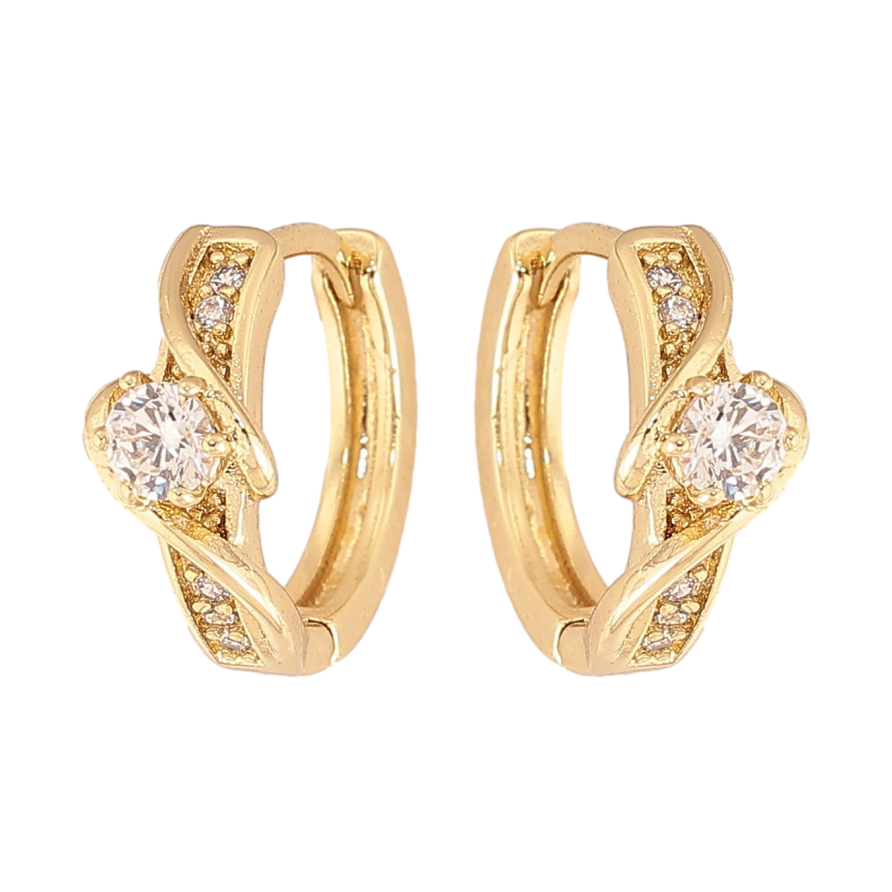 Сережки Xuping колір Позолота 14K колечка "Візерунок з кристалами" фото №1 Сережки Xuping колір Позолота 14K колечка "Візерунок з кристалами" фото №1