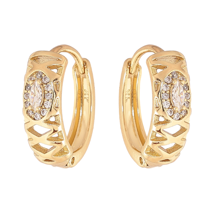 Серьги Xuping цвет Позолота 14K колечки "Узор с кристаллами" фото №25