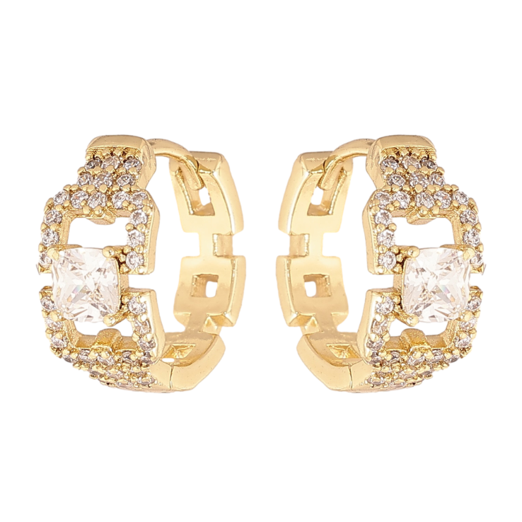 Серьги Xuping цвет Позолота 14K колечки "Узор с кристаллами" фото №21