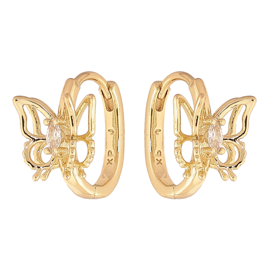 Серьги Xuping цвет Позолота 14K колечки "Бабочки" фото №1