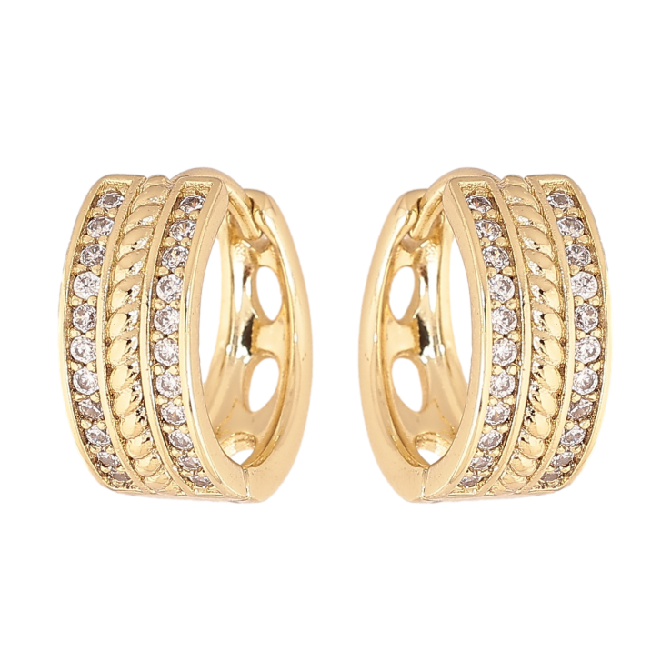 Серьги Xuping цвет Позолота 14K колечки "Узор с кристаллами" фото №21