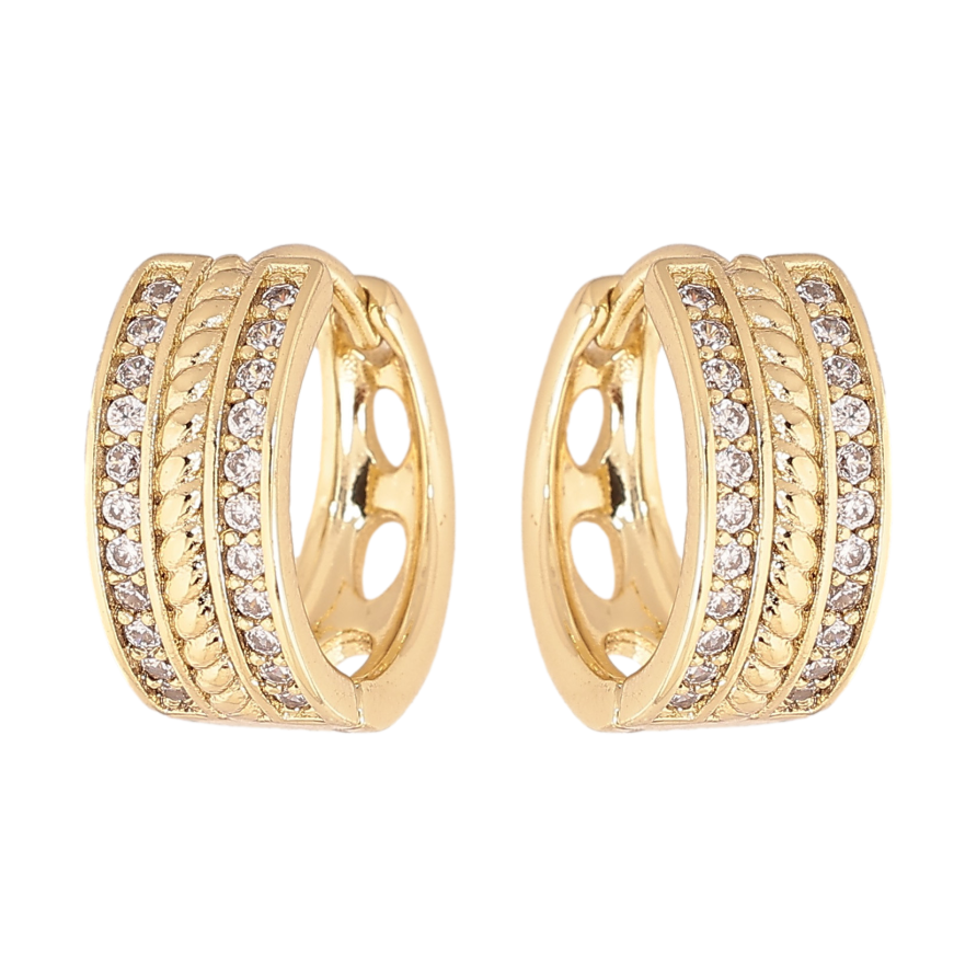 Сережки Xuping колір Позолота 14K колечка "Візерунок з кристалами" фото №1