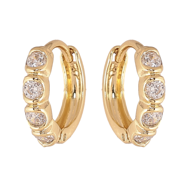 Серьги Xuping цвет Позолота 14K колечки "Узор с кристаллами" фото №19