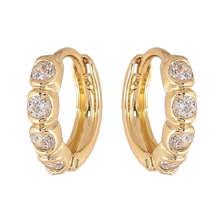 Серьги Xuping цвет Позолота 14K колечки "Узор с кристаллами" фото №1