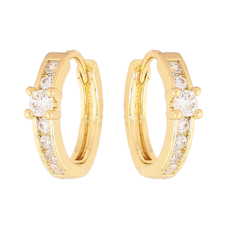 Серьги Xuping цвет Позолота 14K колечки "Узор с кристаллами" фото №15