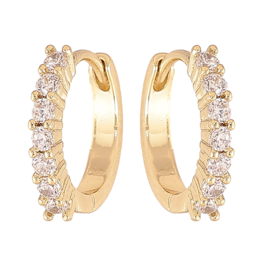 Сережки Xuping колір Позолота 14K колечка "Доріжки кристалів" фото №1