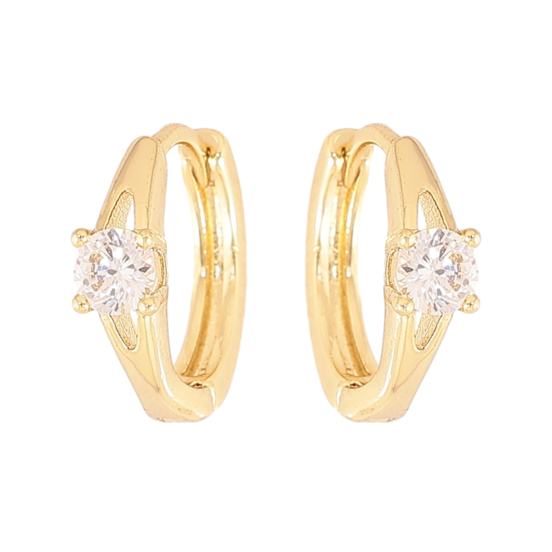 Серьги Xuping цвет Позолота 14K колечки "Узор с кристаллами" фото №2