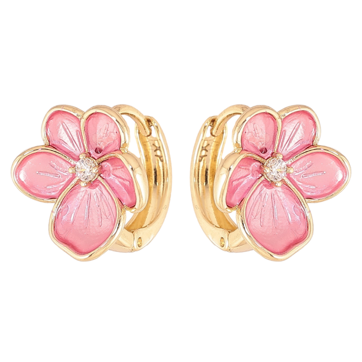 Серьги Xuping цвет Позолота 14K колечки "Розовые цветочки" фото №5