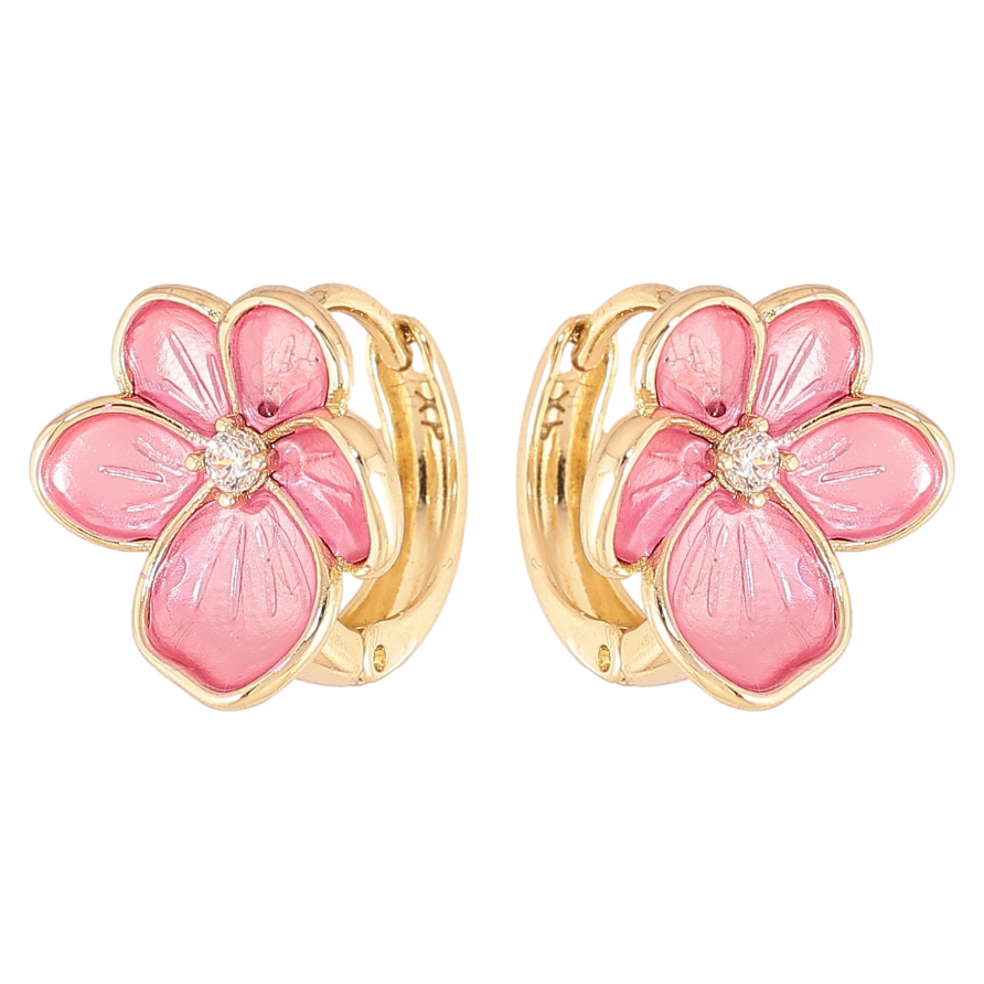 Серьги Xuping цвет Позолота 14K колечки "Розовые цветочки" фото №1 Серьги Xuping цвет Позолота 14K колечки "Розовые цветочки" фото №1