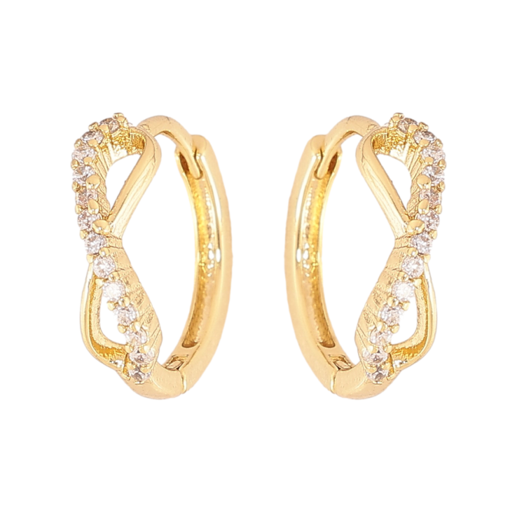 Серьги Xuping цвет Позолота 14K колечки "Узор с кристаллами" фото №1