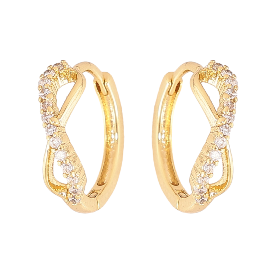 Серьги Xuping цвет Позолота 14K колечки "Узор с кристаллами" фото №1 Серьги Xuping цвет Позолота 14K колечки "Узор с кристаллами" фото №1
