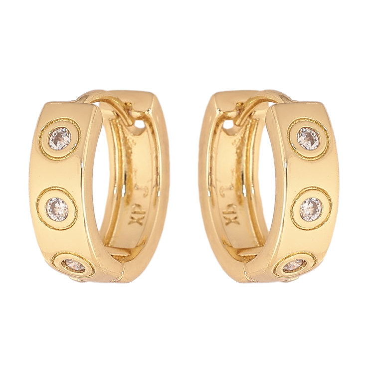 Серьги Xuping цвет Позолота 14K колечки "Узор с кристаллами" фото №7