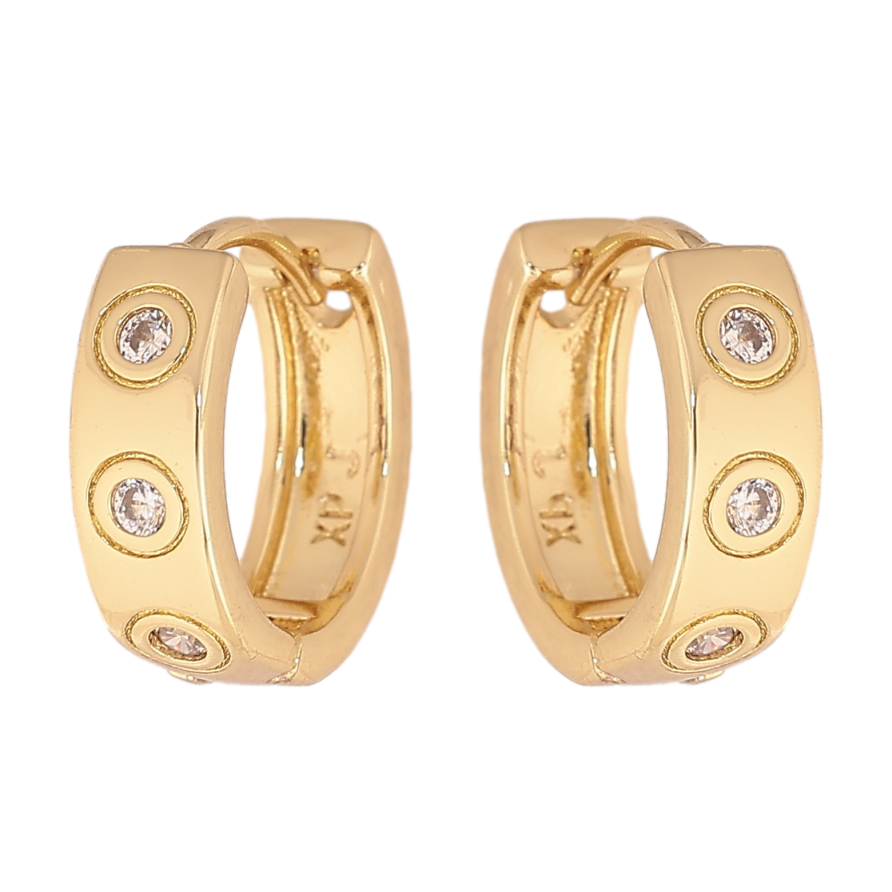 Серьги Xuping цвет Позолота 14K колечки "Узор с кристаллами" фото №1
