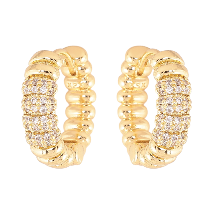 Сережки Xuping колір Позолота 14K колечка "Візерунок з кристалами" фото №20