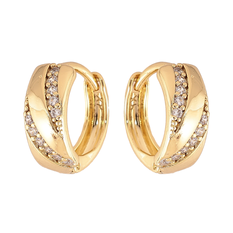 Сережки Xuping колір Позолота 14K колечка "Візерунок з кристалами" фото №1 Сережки Xuping колір Позолота 14K колечка "Візерунок з кристалами" фото №1