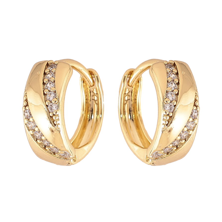 Сережки Xuping колір Позолота 14K колечка "Візерунок з кристалами" фото №1 Сережки Xuping колір Позолота 14K колечка "Візерунок з кристалами" фото №1