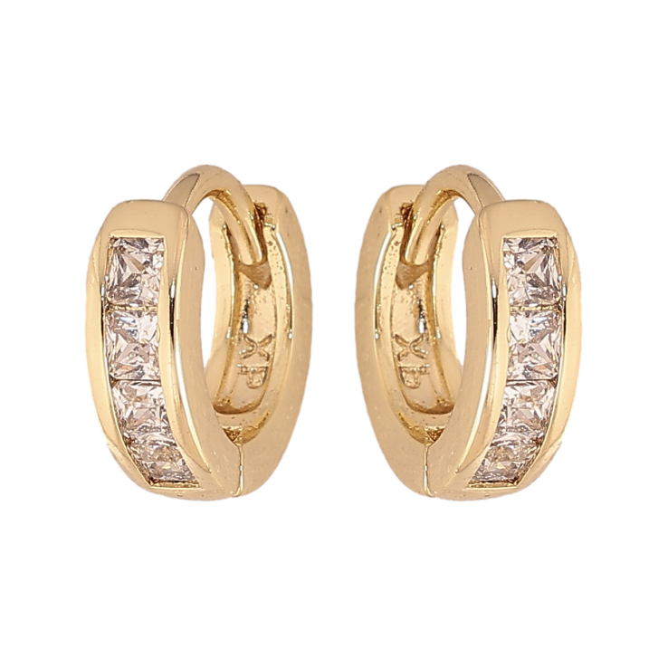 Сережки Xuping колір Позолота 14K колечка "Дорожки кристалів" фото №13