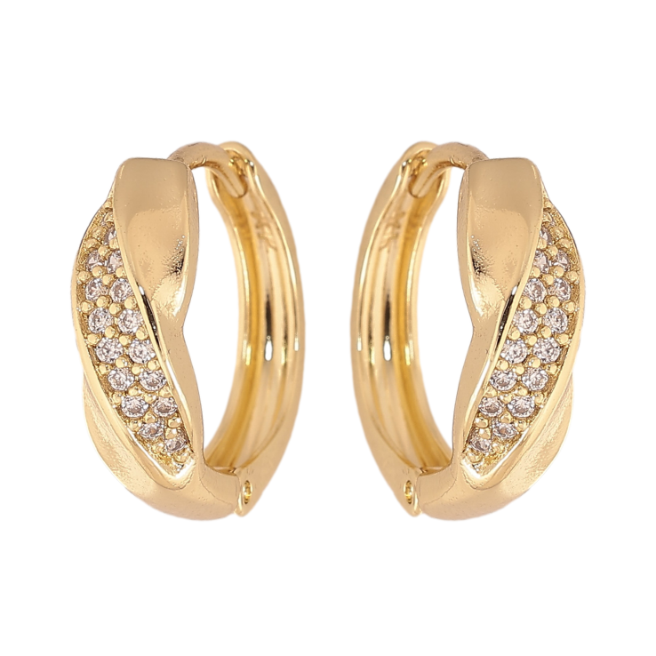 Сережки Xuping колір Позолота 14K колечка "Візерунок з кристалами" фото №12