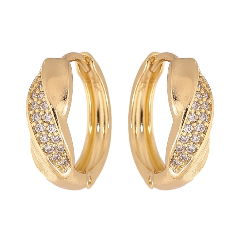 Серьги Xuping цвет Позолота 14K колечки "Узор с кристаллами" фото №2 Серьги Xuping цвет Позолота 14K колечки "Узор с кристаллами" фото №2
