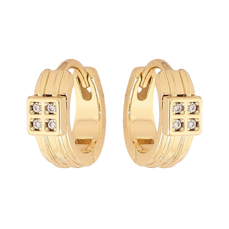 Сережки Xuping колір Позолота 14K колечка "Візерунок з кристалами" фото №8