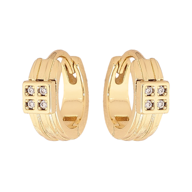 Серьги Xuping цвет Позолота 14K колечки "Узор с кристаллами" фото №5 Серьги Xuping цвет Позолота 14K колечки "Узор с кристаллами" фото №5