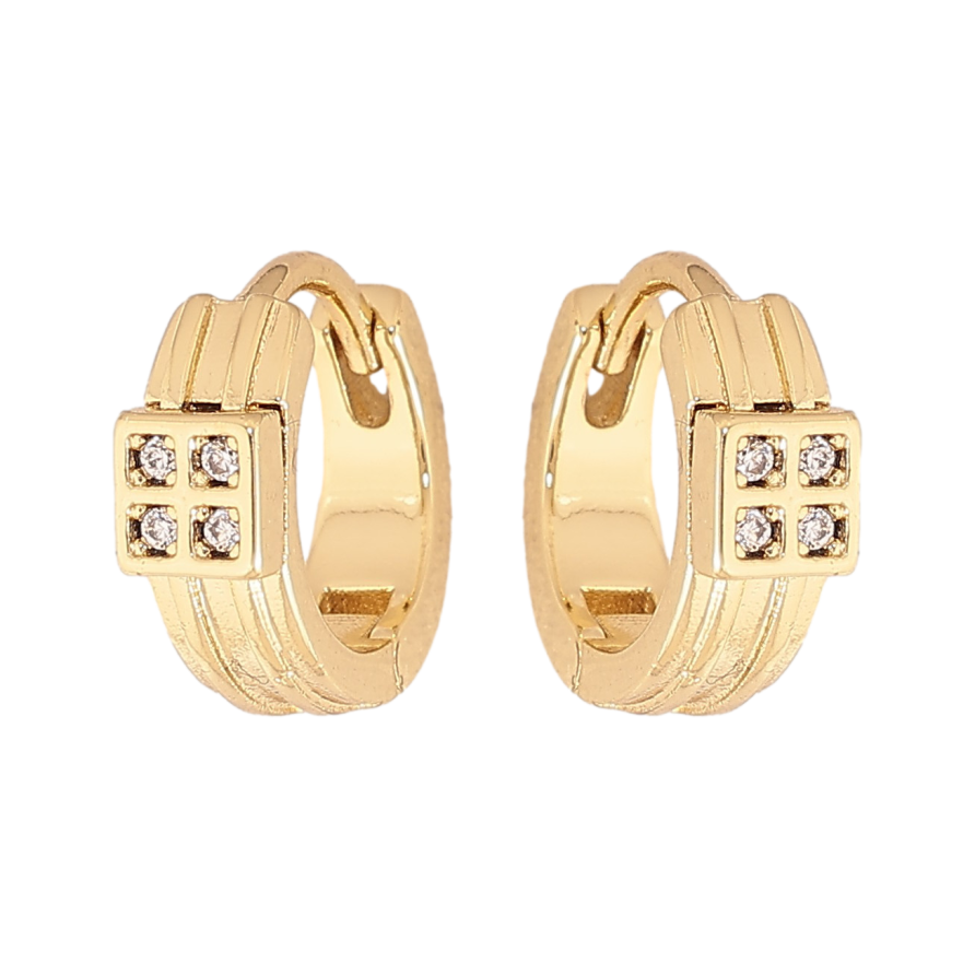Сережки Xuping колір Позолота 14K колечка "Візерунок з кристалами" фото №1 Сережки Xuping колір Позолота 14K колечка "Візерунок з кристалами" фото №1